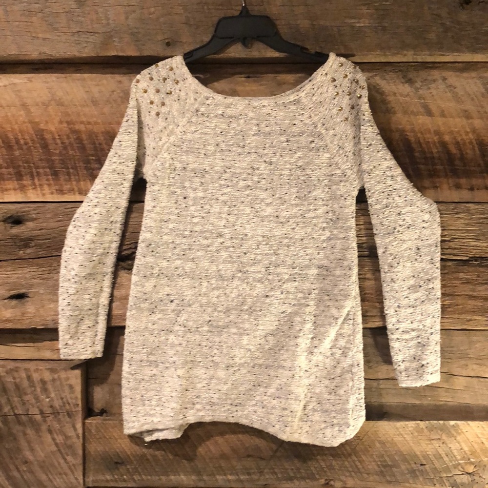 Womens Style & Co sz S gray metal sweater w/ studs